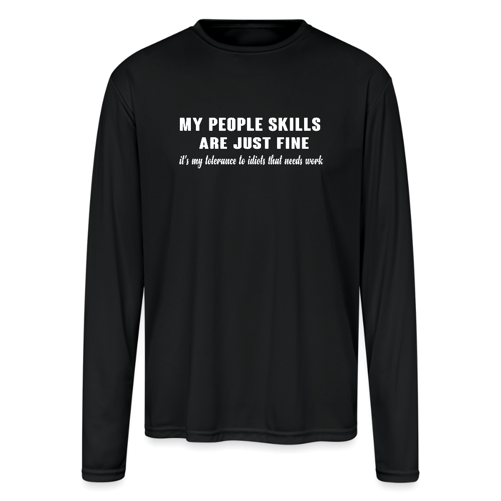 People Skills vs. Idiots Men’s Performance Long Sleeve – Sarcastic & Sharp - black