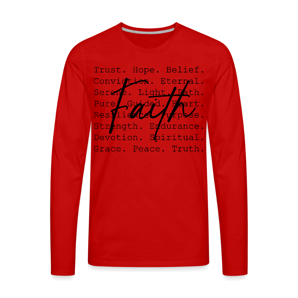 Faith Word Art Men’s Long Sleeve T-Shirt - red