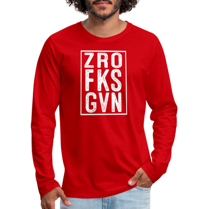 ZRO FKS GVN (Zero Fucks Given) Men's Premium Long Sleeve T-Shirt - red