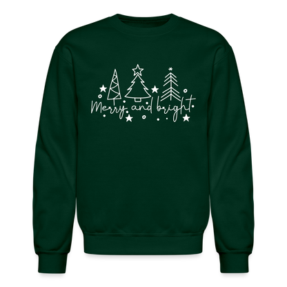 Merry and Bright (Christmas) Sweatshirt - forest green