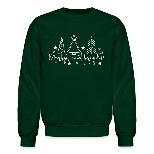 Merry and Bright (Christmas) Sweatshirt - forest green