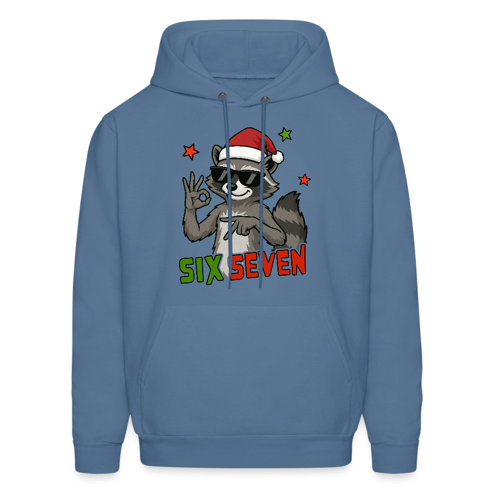 Six Seven 67 Raccoon Christmas Hoodie Color: denim blue