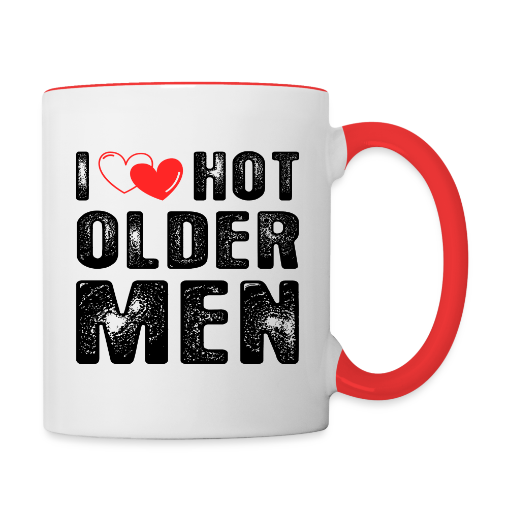 I Heart Hot Older Men (I Love Hot Older Men) Coffee Mug - white/red