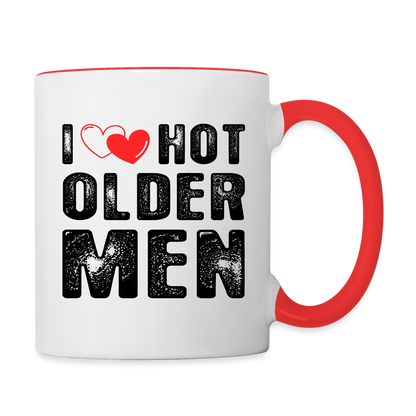 I Heart Hot Older Men (I Love Hot Older Men) Coffee Mug - white/red