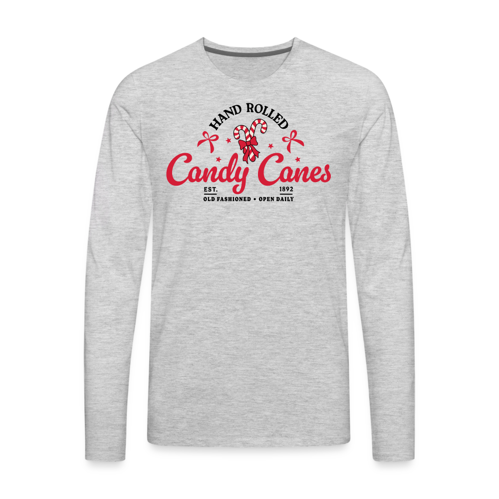 Hand Rolled Candy Canes Men's Premium Long Sleeve T-Shirt - heather gray