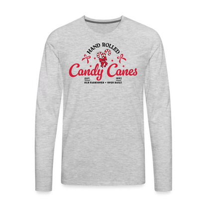 Hand Rolled Candy Canes Men's Premium Long Sleeve T-Shirt - heather gray