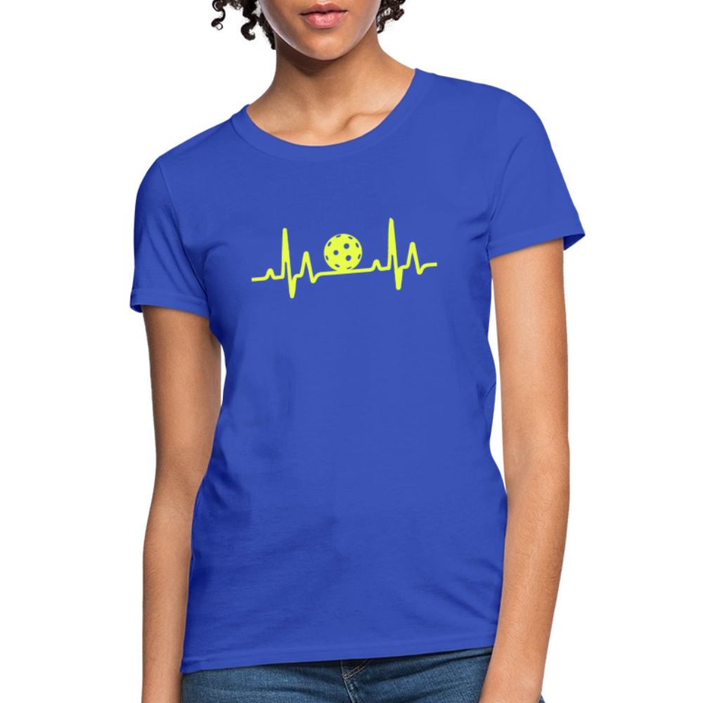 Pickleball Heartbeat Women's Contoured T-Shirt - royal blue