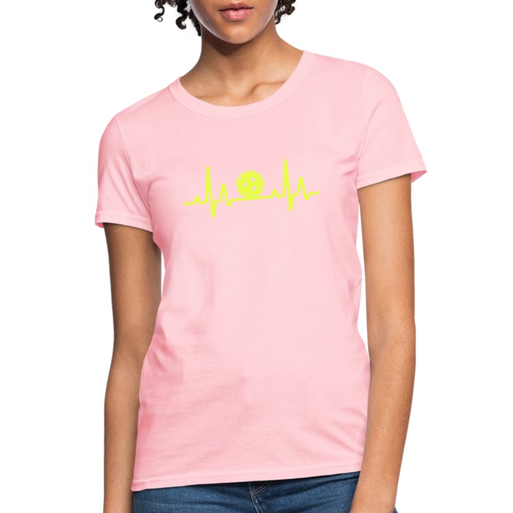 Pickleball Heartbeat Women's Contoured T-Shirt - pink