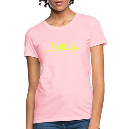 Pickleball Heartbeat Women's Contoured T-Shirt - pink