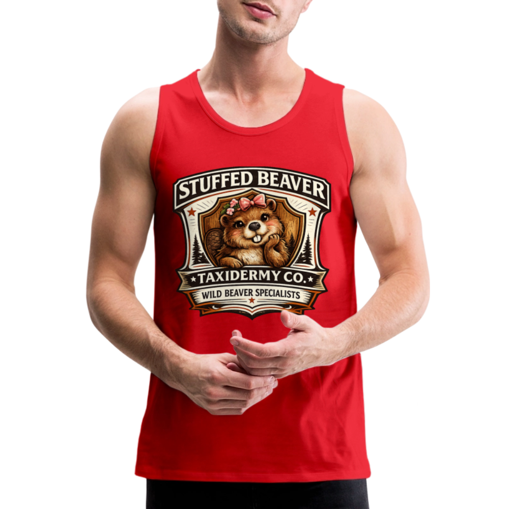 Stuffed Beaver Taxidermy Funny Tank Top Color: Red