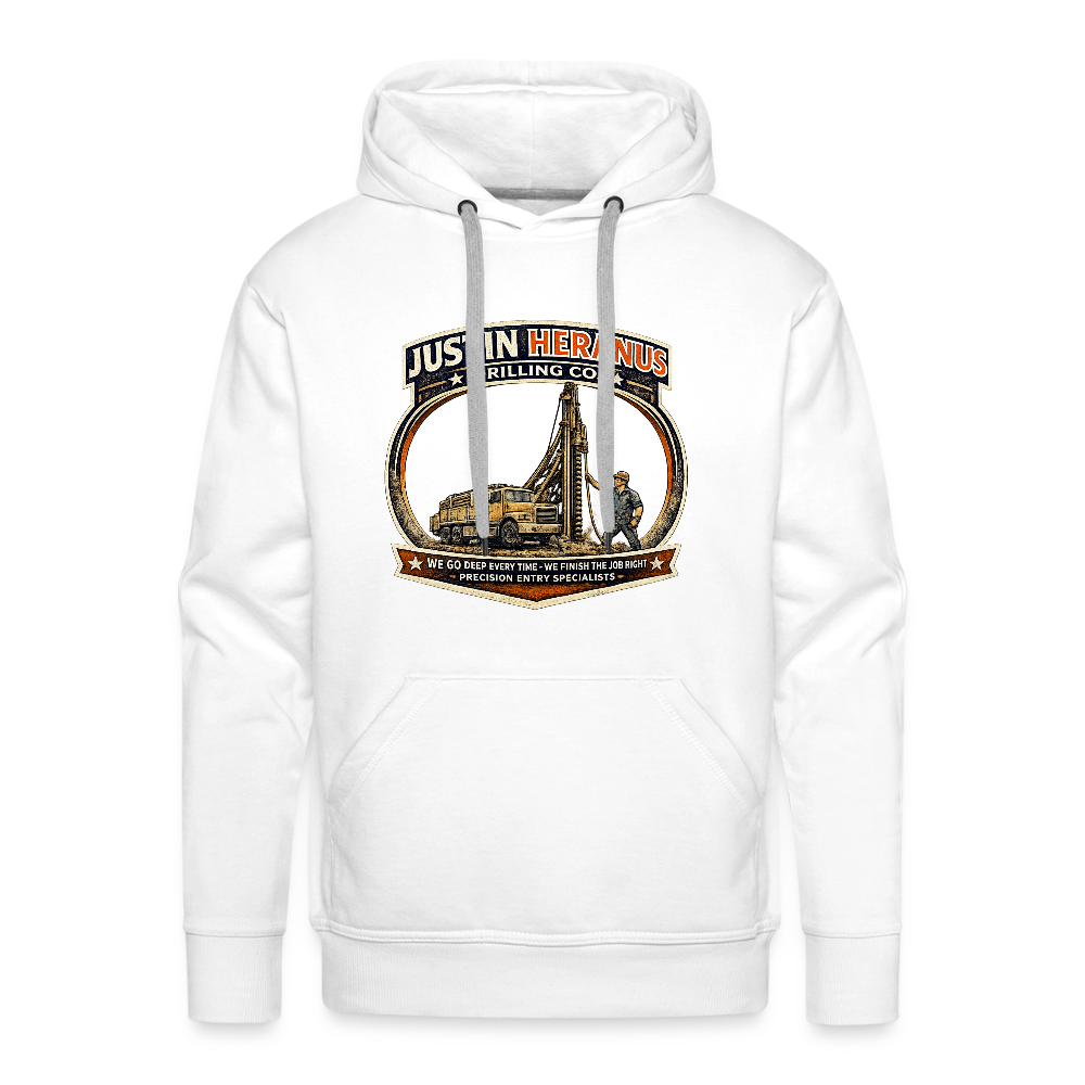 Justin Heranus Drilling Co Hoodie Funny Adult Humor - white