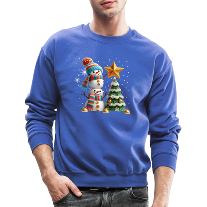 Cute Christmas Funny Snowman Decorating Tree Sweatshirt - royal blue