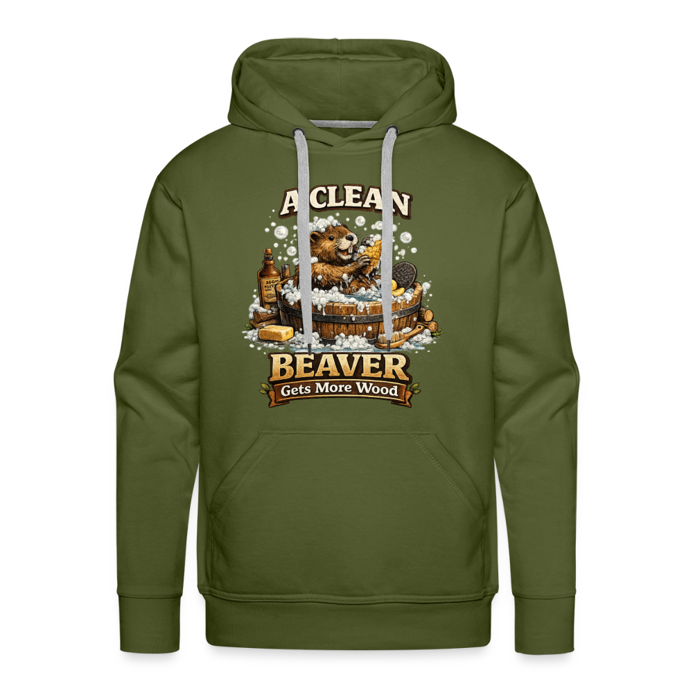 A Clean Beaver Gets More Wood Funny Adult Hoodie Color: olive green