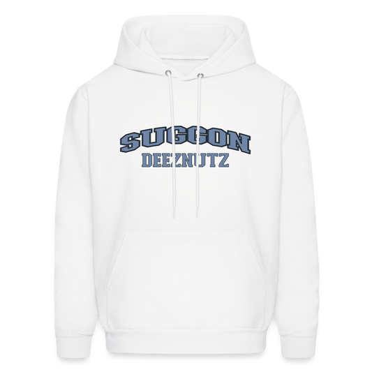 Suggon Deeznutz Hoodie (in Blue Ball Colors - Funny Sexual Humor) - white