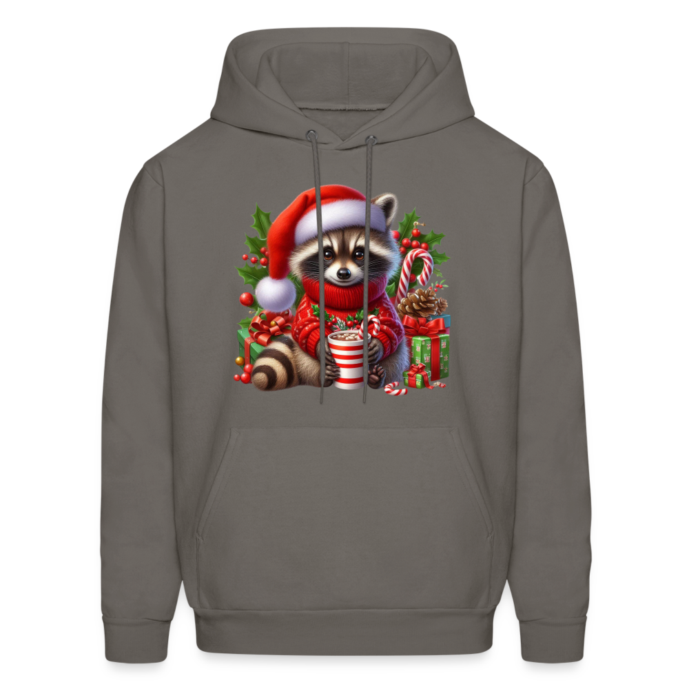 Christmas Cute Feral Raccoon Hoodie - asphalt gray