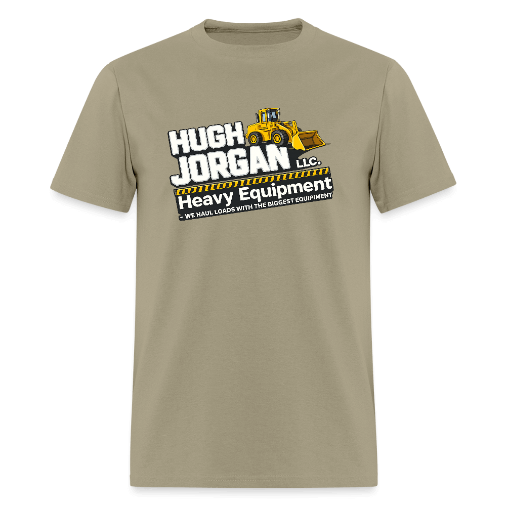 Hugh Jorgan T-Shirt – Heavy Equipment Adult Humor Tee Color: khaki