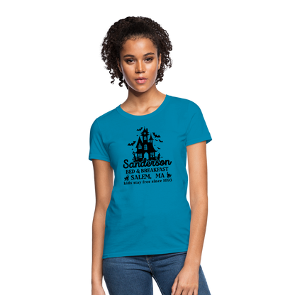 Sanderson Bed & Breakfast Salem MA Women's Contoured T-Shirt (Halloween) - turquoise