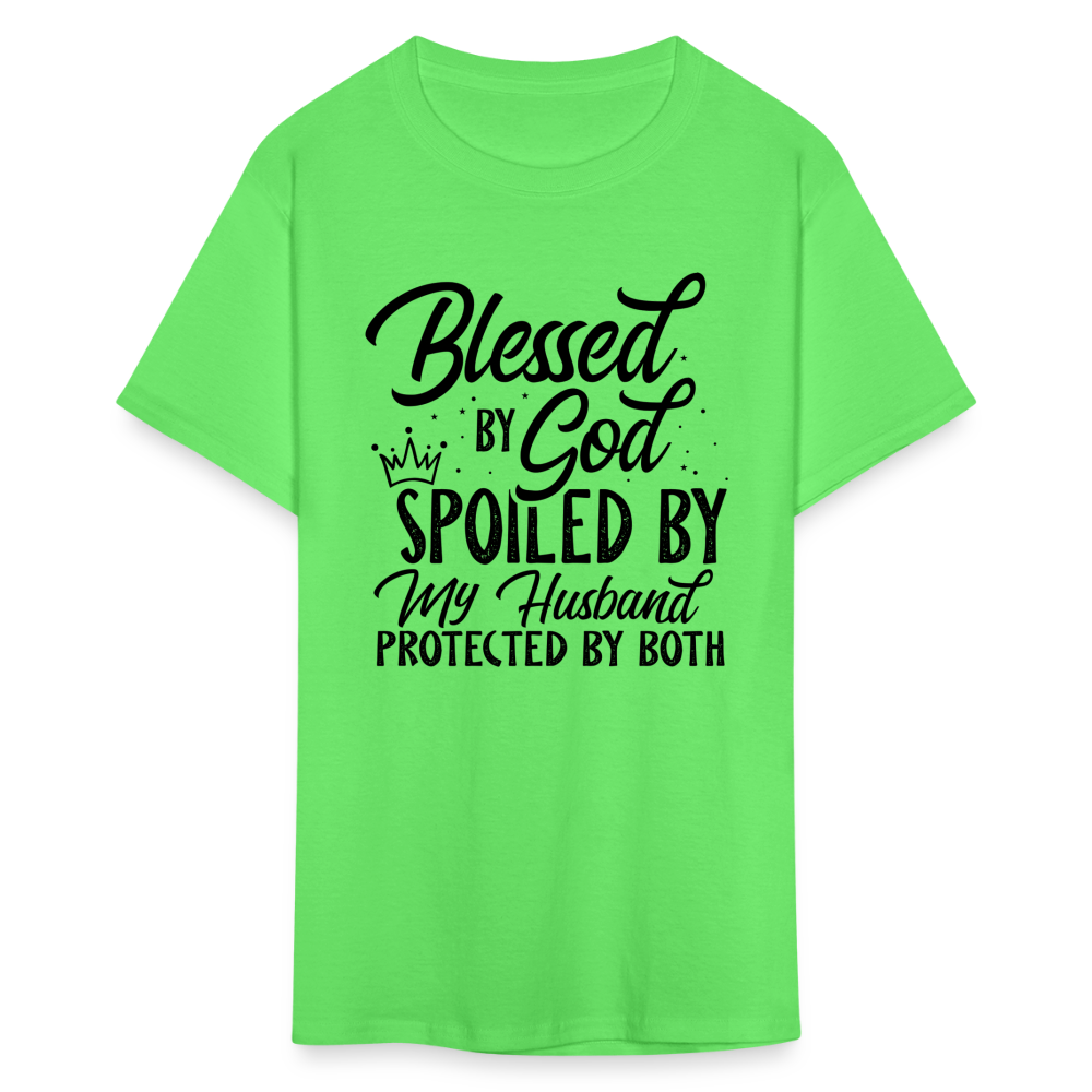 Blessed by God, Spoiled by My Husband Protected by Both T-Shirt - kiwi