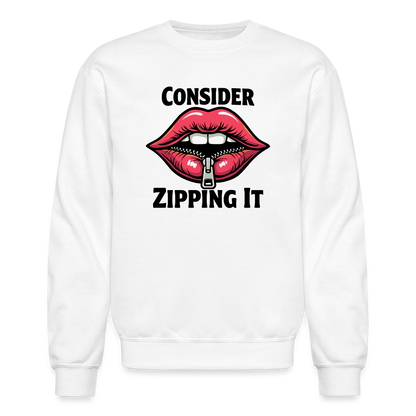 Consider Zipping It Sweatshirt - white