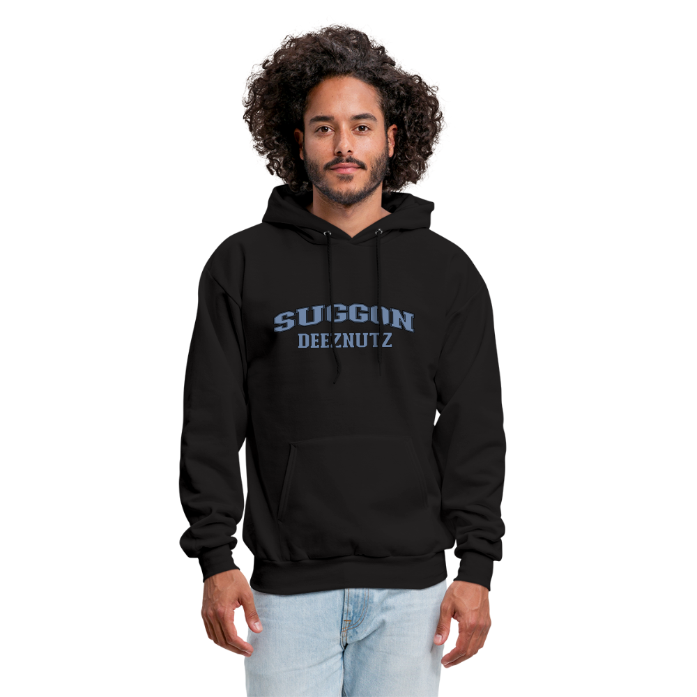 Suggon Deeznutz Hoodie (in Blue Ball Colors - Funny Sexual Humor) - black