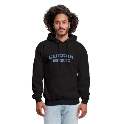 Suggon Deeznutz Hoodie (in Blue Ball Colors - Funny Sexual Humor) - black