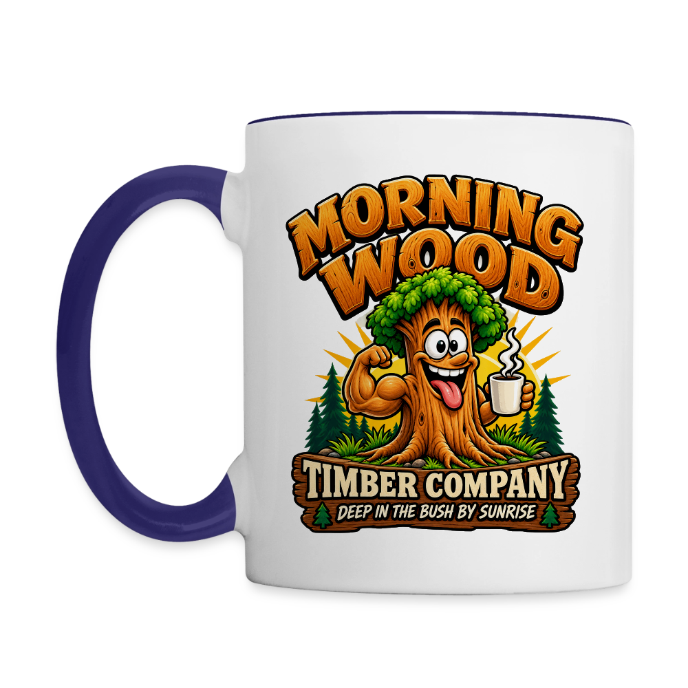 Morning Wood Timber Company Funny Ceramic Coffee Mug – Adult Humor Color: White/Black
