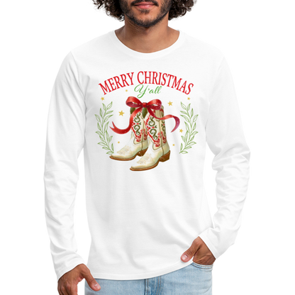 Merry Christmas Y'all Men's Premium Long Sleeve T-Shirt - white