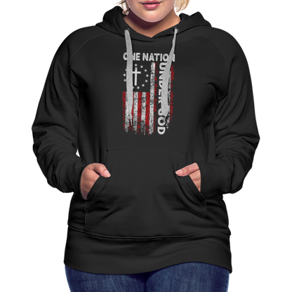 One Nation Under God Women’s Premium Hoodie - black