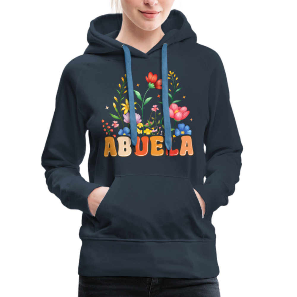 Abuela Women’s Premium Hoodie with Floral Design - navy