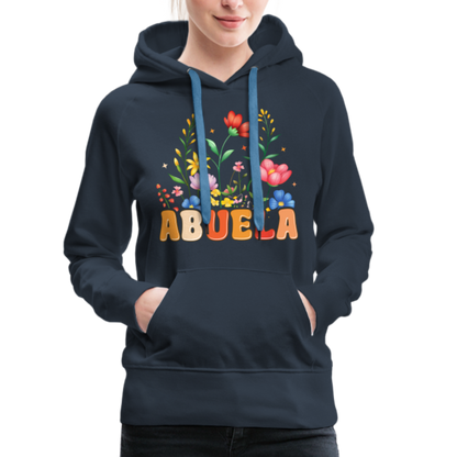 Abuela Women’s Premium Hoodie with Floral Design - navy