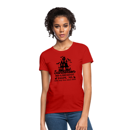 Sanderson Bed & Breakfast Salem MA Women's Contoured T-Shirt (Halloween) - red