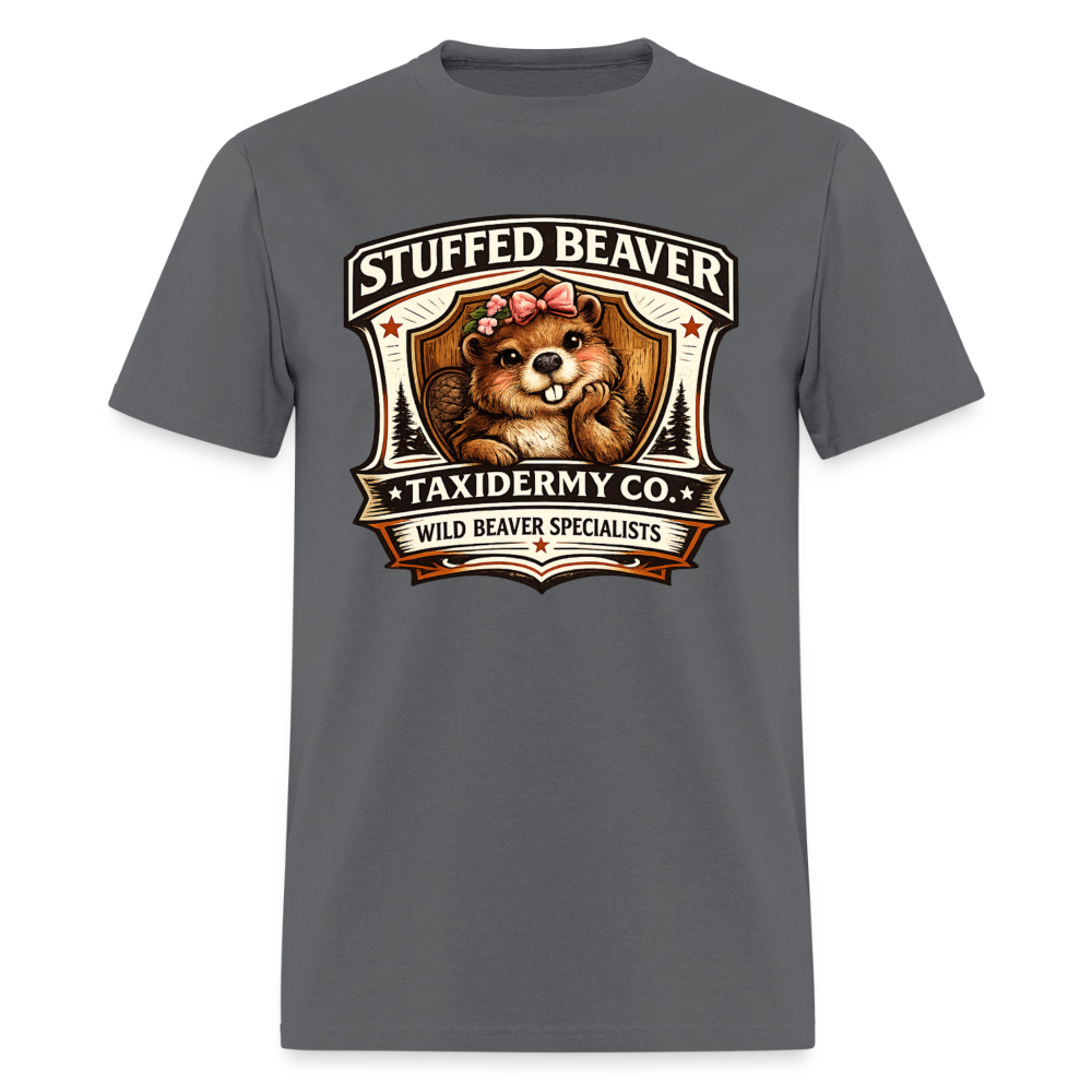 Stuffed Beaver Taxidermy Funny Adult T-Shirt Color: Charcoal
