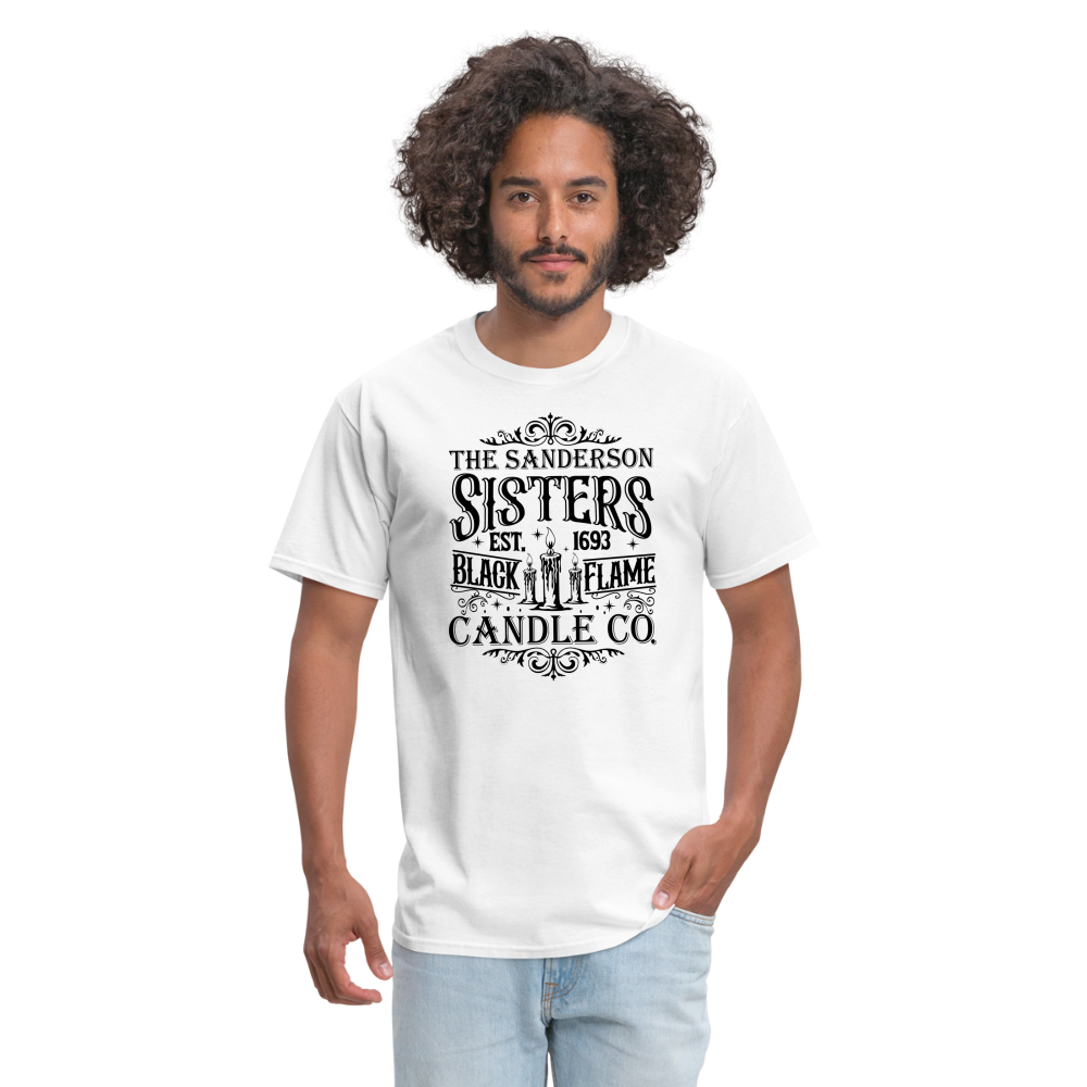 The Sanderson Sisters Black Flame Candle Co. T-Shirt (Halloween) - white