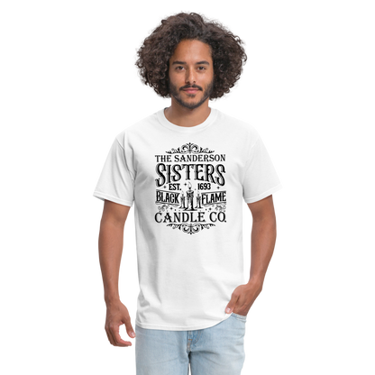 The Sanderson Sisters Black Flame Candle Co. T-Shirt (Halloween) - white