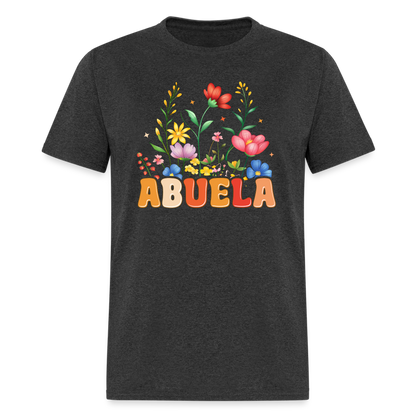 Abuela T-Shirt with Floral Design - heather black