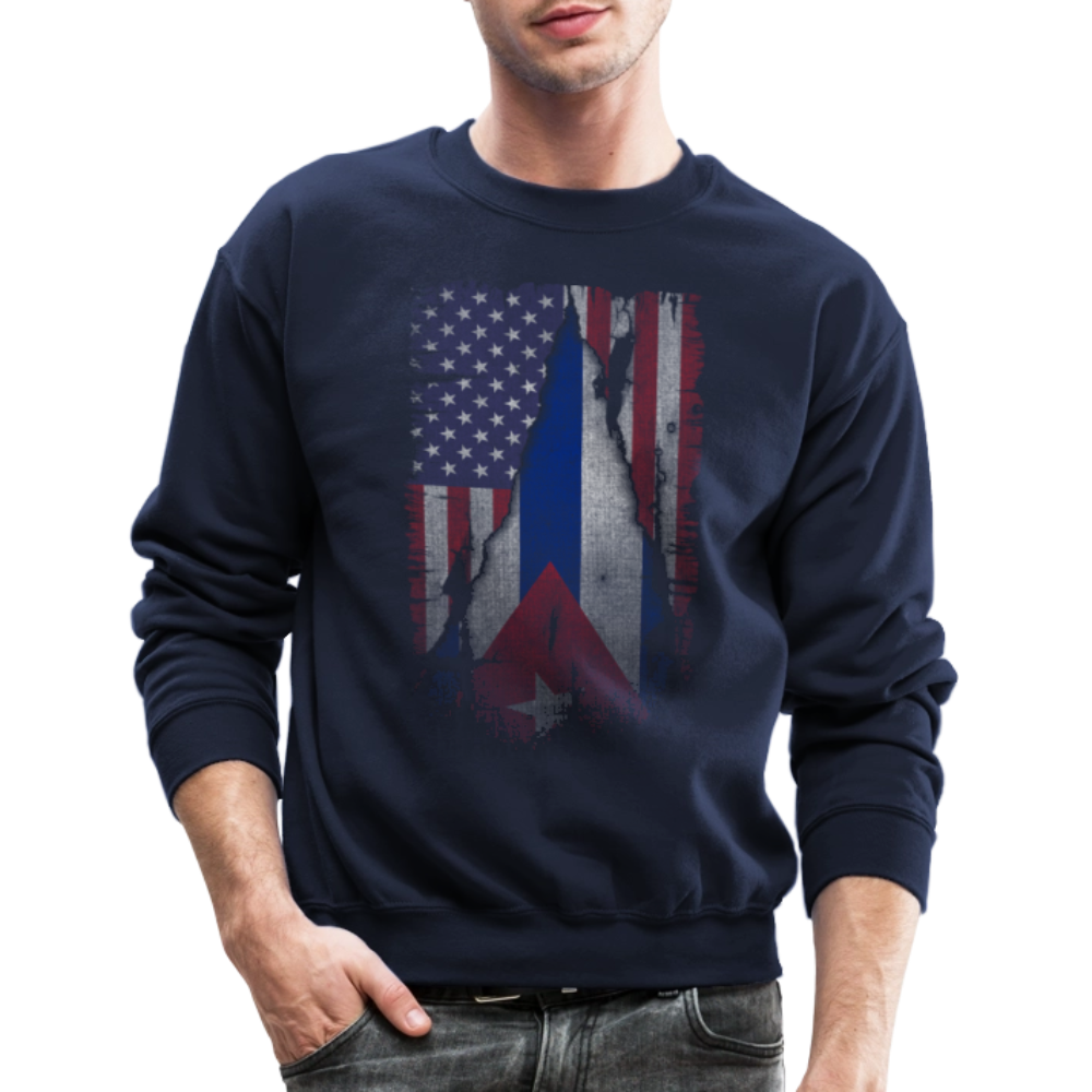 Cuba and USA Flag Sweatshirt – Cuban American Pride - navy
