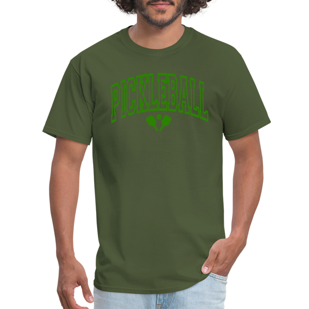 Pickleball T-Shirt (Green Arch Letters) - military green