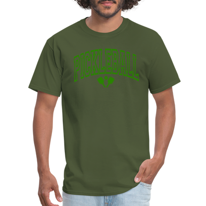 Pickleball T-Shirt (Green Arch Letters) - military green