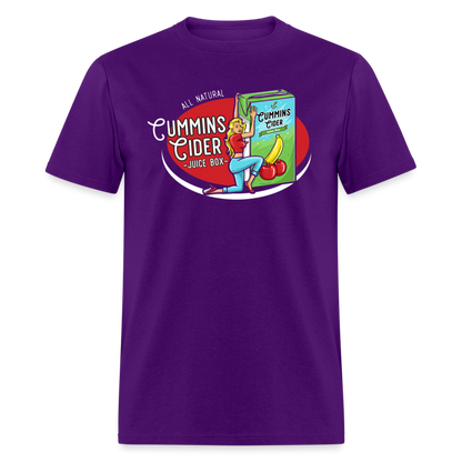 Cummins Cider Juice Box (Adult Sexual Humor) T-Shirt - purple