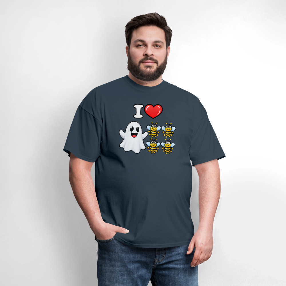 I Heart Boo Bees T-Shirt – Funny Halloween Adult Humor -  blue dusk
