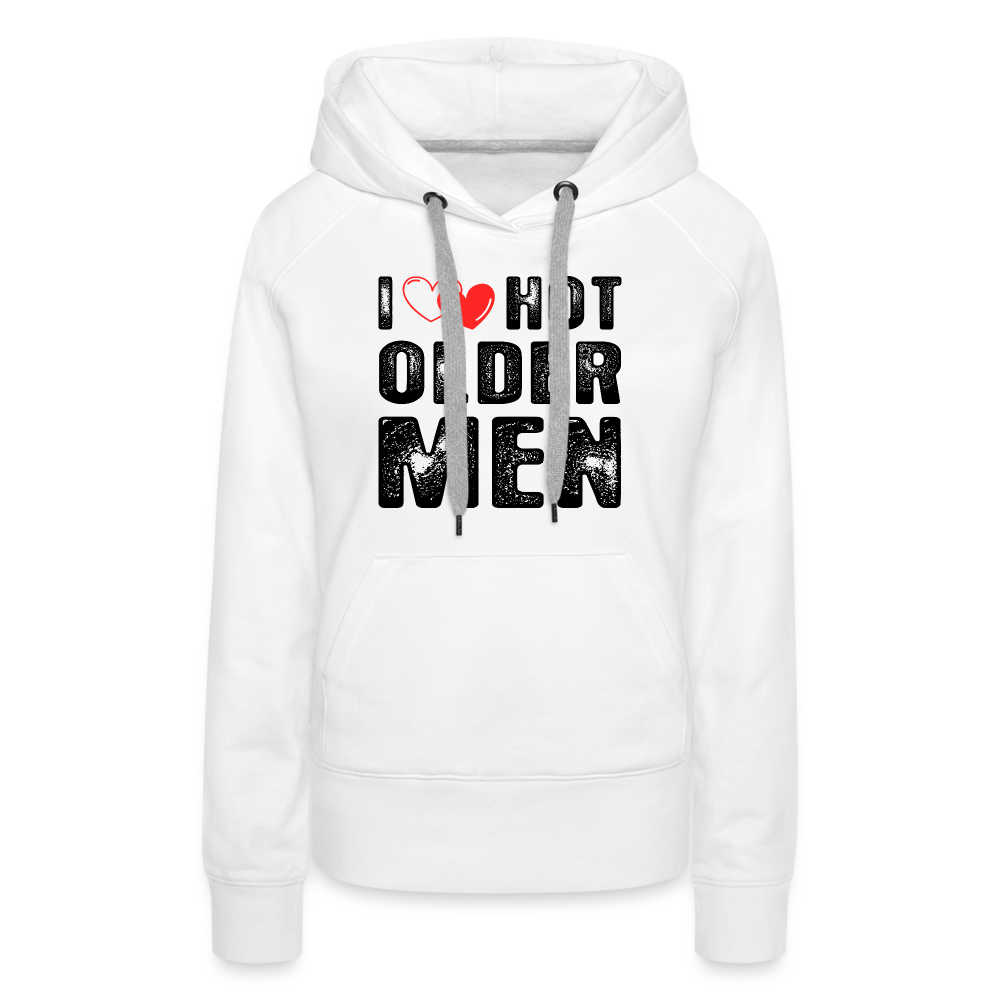 I Heart Hot Older Men (I Love Hot Older) Men Women’s Premium Hoodie - white