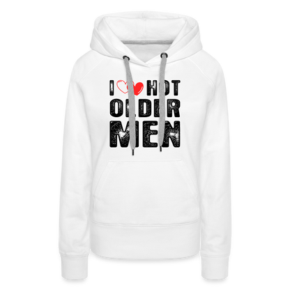 I Heart Hot Older Men (I Love Hot Older) Men Women’s Premium Hoodie - white