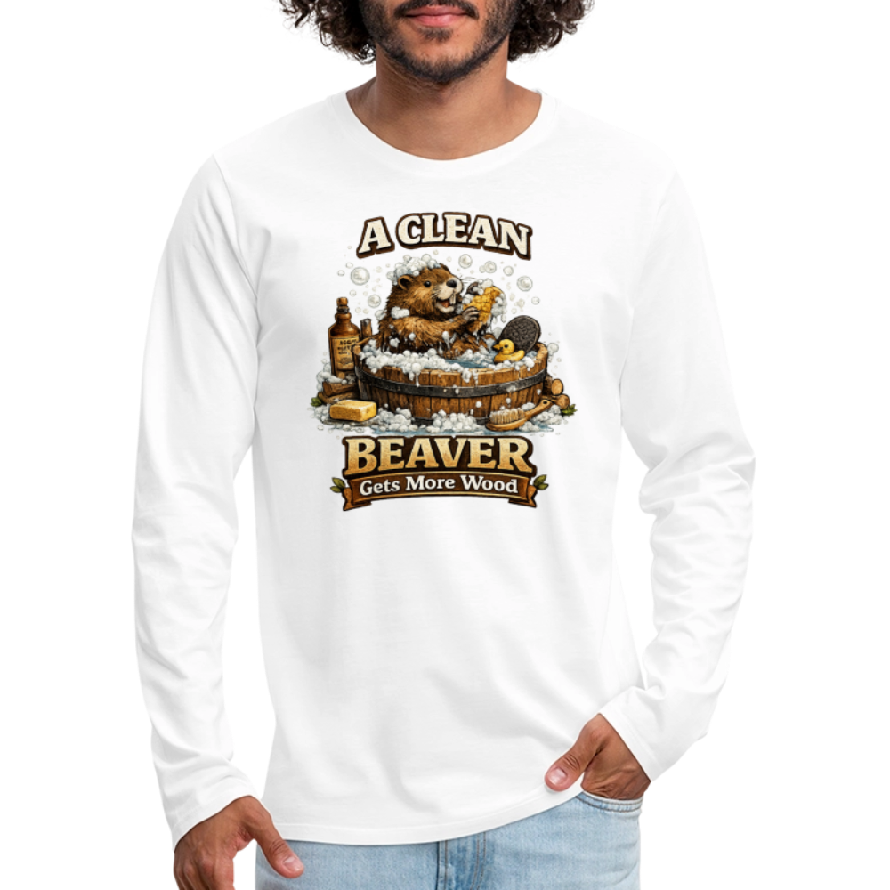 Clean Beaver Gets More Wood Funny Long Sleeve Tee Color: black