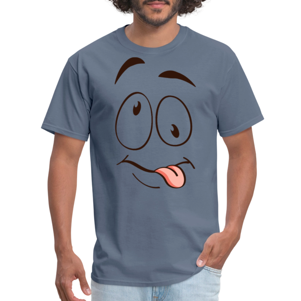 Suggestive Silly Face with Tongue T-Shirt - denim