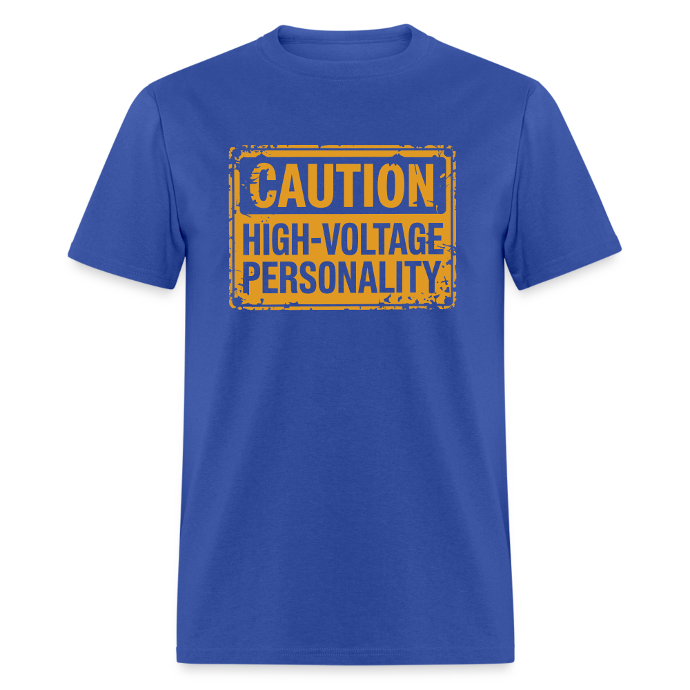 Caution High Voltage Personality T-Shirt - royal blue