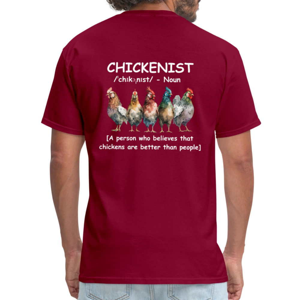 Chickenist T-Shirt (double sided print) - burgundy