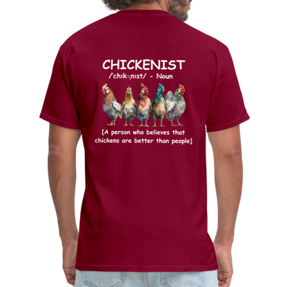 Chickenist T-Shirt (double sided print) - burgundy