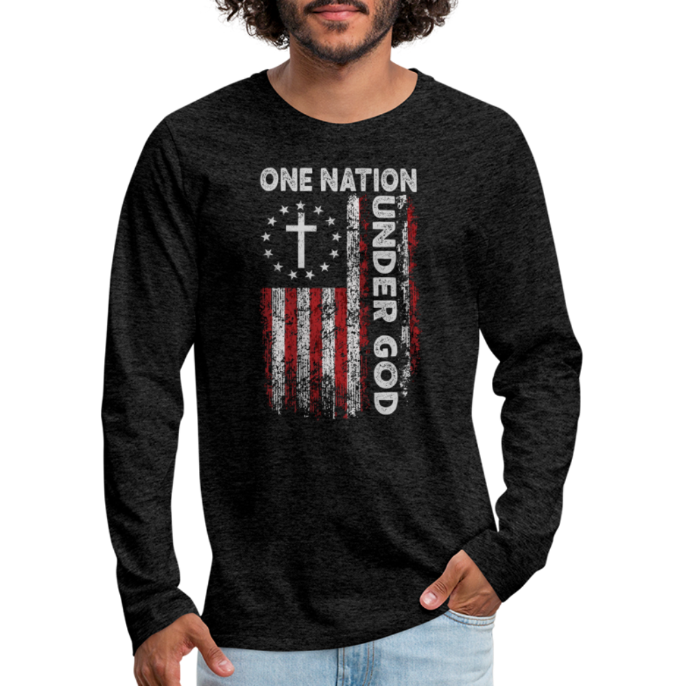 One Nation Under God Men's Premium Long Sleeve T-Shirt - charcoal grey