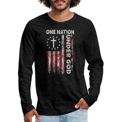 One Nation Under God Men's Premium Long Sleeve T-Shirt - charcoal grey