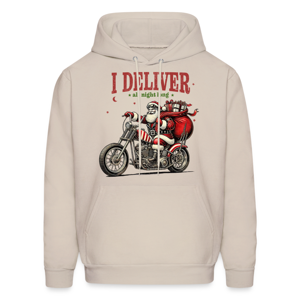 Biker Santa - I Deliver All Night Long (Naughty Christmas) Hoodie - Sand